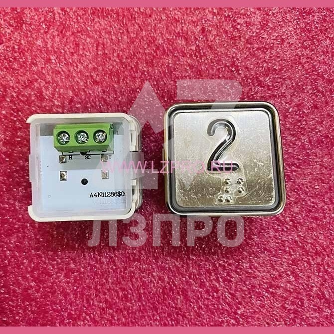 Кнопочный модуль "2" (красная подсветка, с шрифтом Брайля, A4N11286$05) KA302W-D-R-02 ЩЛЗ