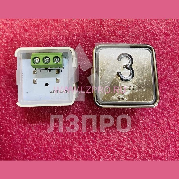 Кнопочный модуль "3" (красная подсветка, с шрифтом Брайля, A4N11286$05) KA302W-D-R-03 ЩЛЗ
